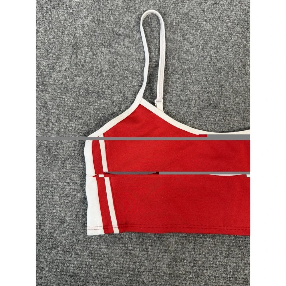 Alo Yoga Airlift Car Club Bra Red White Colorblock Crop Sports Bra Women's M
